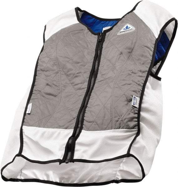 Techniche - Size 2XL, Silver Cooling Vest - Zipper Front, Nylon, HyperKewl, Poly-Cotton - Apex Tool & Supply