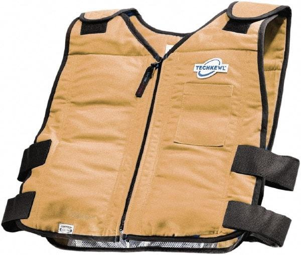 Techniche - Size L/XL, Khaki Cooling Vest - Zipper Front, Cotton - Apex Tool & Supply