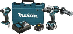 Makita - 18 Volt Cordless Tool Combination Kit - Includes 1/2" Hammer Drill & 1/4" Impact Driver, Lithium-Ion Battery Included - Apex Tool & Supply