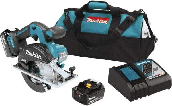 Makita - 18 Volt, 5-7/8" Blade, Cordless Circular Saw - 3,900 RPM, 2 Lithium-Ion Batteries Included - Apex Tool & Supply