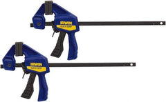 Irwin - 4-1/2" Capacity, 1-3/16" Throat Depth Carbon Steel Bar Clamp - 35 Lb Clamping Pressure - Apex Tool & Supply