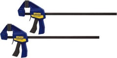 Irwin - 12" Capacity, 2-7/16" Throat Depth Carbon Steel Bar Clamp - 140 Lb Clamping Pressure - Apex Tool & Supply