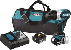 Makita - 3/4" Drive 18 Volt Pistol Grip Cordless Impact Wrench & Ratchet - 1,850 RPM, 780 Ft/Lb Torque, 2 Lithium-Ion Batteries Included - Apex Tool & Supply