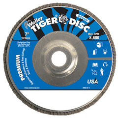 7″ Tiger Disc Abrasive Flap Disc, Angled, Alum. Backing, 80Z, 7/8″ Arbor Hole - Apex Tool & Supply