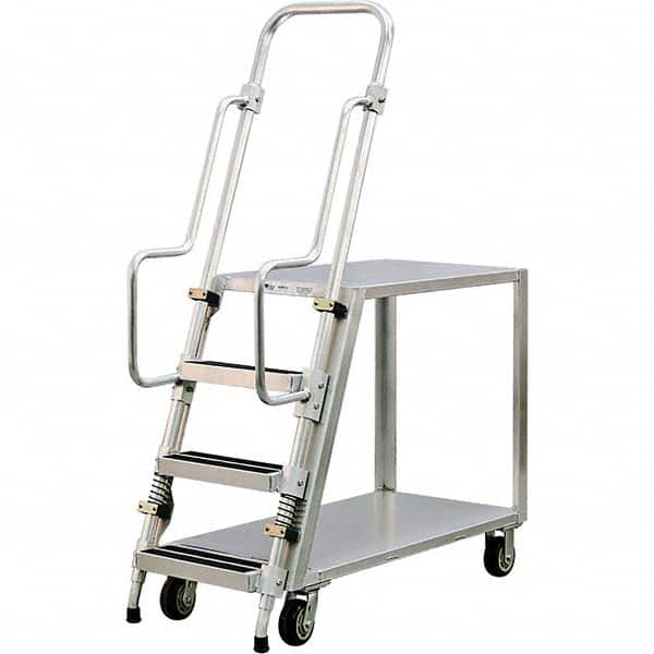 New Age Industrial - 69-1/2" High 800 Lb Capacity 3 Step Stock-Picking Ladder - Apex Tool & Supply