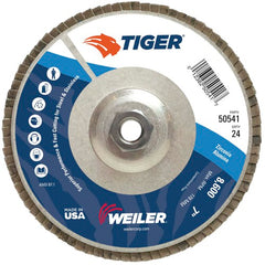 7″ Tiger Disc Abrasive Flap Disc, Angled, Alum. Backing, 24Z, 5/8″-11 UNC Nut - Apex Tool & Supply