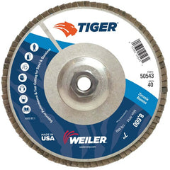 7″ Tiger Disc Abrasive Flap Disc, Angled, Alum. Backing, 40Z, 5/8″-11 UNC Nut - Apex Tool & Supply