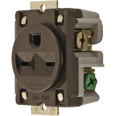Hubbell Wiring Device-Kellems - 250 VAC 15A NEMA 6-15R Industrial Grade Brown Straight Blade Single Receptacle - Apex Tool & Supply