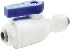 Parker - 1/4 x 3/8" Pipe, Full Port, Polypropylene Valve Union Connector Ball Valve - Bi-Directional, Push-to-Connect x Push-to-Connect Ends, Wedge Handle, 150 WOG - Apex Tool & Supply