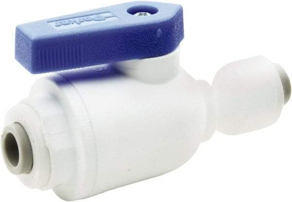 Parker - 3/8" Pipe, Full Port, Polypropylene Valve Union Connector Ball Valve - Bi-Directional, Push-to-Connect x Push-to-Connect Ends, Wedge Handle, 150 WOG - Apex Tool & Supply