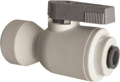 Parker - 1/4" Pipe, Full Port, Polypropylene Valve Female Connector Ball Valve - Bi-Directional, Push-to-Connect x FNPT Ends, Wedge Handle, 150 WOG - Apex Tool & Supply