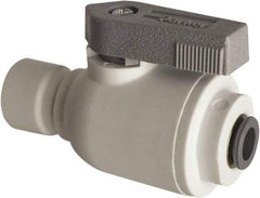 Parker - 1/4 x 3/8" Pipe, Full Port, Polypropylene Valve Union Connector Ball Valve - Bi-Directional, Push-to-Connect x Push-to-Connect Ends, Wedge Handle, 150 WOG - Apex Tool & Supply