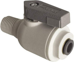 Parker - 3/8" Pipe, Full Port, Polypropylene Valve Male Connector Ball Valve - Bi-Directional, MNPT x Push-to-Connect Ends, Wedge Handle, 150 WOG - Apex Tool & Supply