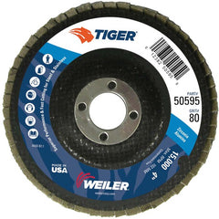 4″ Tiger Disc Abrasive Flap Disc, Angled, Phenolic Backing, 80Z, 5/8″ Arbor Hole - Apex Tool & Supply