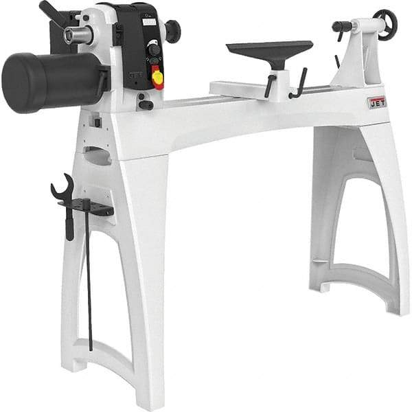 Jet - 16-1/2" Swing, 40" Distance Between Center, Woodworking Lathe - 2MT Headstock, 40 to 3,200 RPM, 4" Quill Travel - Apex Tool & Supply