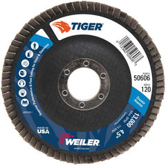 4-1/2″ Tiger Disc Abrasive Flap Disc, Angled, Phenolic Backing, 120Z, 7/8″ Arbor Hole - Apex Tool & Supply