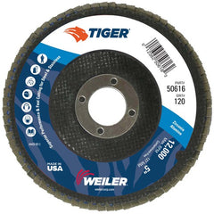 5″ Tiger Disc Abrasive Flap Disc, Angled, Phenolic Backing, 120Z, 7/8″ Arbor Hole - Apex Tool & Supply