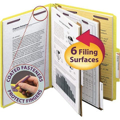 SMEAD - 11-5/8 x 9-1/2", Letter Size, Yellow, Classification Folders with Top Tab Fastener - 23 Point Stock, Right of Center Tab Cut Location - Apex Tool & Supply