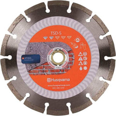 Husqvarna - 4-1/2" Diam, 5/8 & 7/8" Arbor Hole Diam, Continuous Edge Tooth Wet & Dry Cut Saw Blade - Diamond-Tipped, Fast Cutting Action, Standard Round Arbor - Apex Tool & Supply