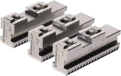 Samchully - 165mm Max Chuck Capacity, Tongue & Groove Interface, Square Soft Lathe Chuck Jaw - 3 Jaw, Steel, 32mm Btw Mount Hole Ctrs, 65mm Long, 20mm Wide, 30mm High - Apex Tool & Supply