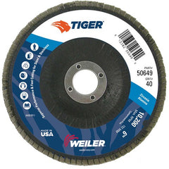 6″ Tiger Disc Abrasive Flap Disc, Angled, Phenolic Backing, 40Z, 7/8″ Arbor Hole - Apex Tool & Supply