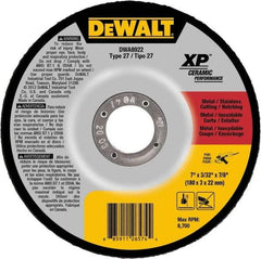 DeWALT - 24 Grit, 7" Wheel Diam, 7/8" Arbor Hole, Type 27 Depressed Center Wheel - Coarse/Medium Grade, Ceramic, N Hardness, 8,700 Max RPM - Apex Tool & Supply