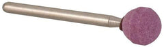 Rex Cut Product - 3/8" Head Diam x 3/8" Thickness, B122, Ball End, Aluminum Oxide Mounted Point - Tan, Medium Grade, 61,650 RPM - Apex Tool & Supply