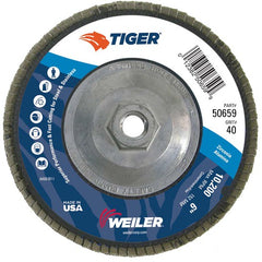 6″ Tiger Disc Abrasive Flap Disc, Angled, Phenolic Backing, 40Z, 5/8″-11 UNC Nut - Apex Tool & Supply