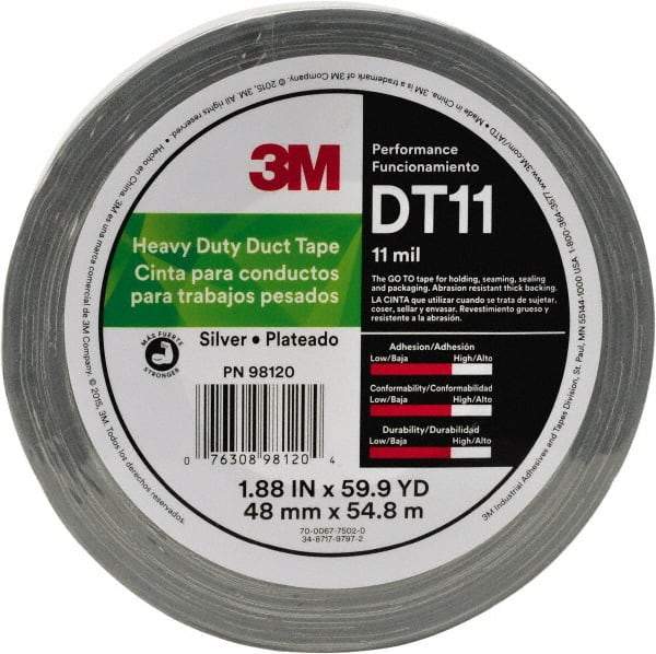 3M - 2" x 32m Black Duct Tape - 17 mil, Rubber Adhesive, Polyethylene Film Backing, Series DT17 - Apex Tool & Supply