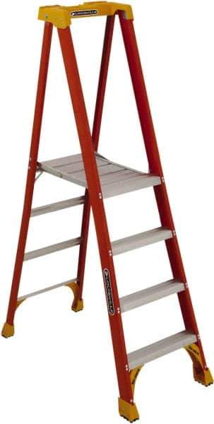 Louisville - 1 Step, 2' High, Type IA Rating, Fiberglass Platform Ladder - 300 Lb Capacity, 21-7/8" Base Width - Apex Tool & Supply