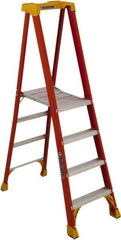 Louisville - 1 Step, 2' High, Type IA Rating, Fiberglass Platform Ladder - 300 Lb Capacity, 21-7/8" Base Width - Apex Tool & Supply