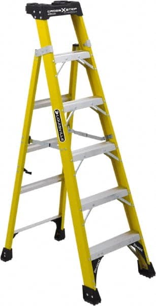 Louisville - 11 Steps, 12' High, Type IAA Rating, Fiberglass Step Ladder - Apex Tool & Supply