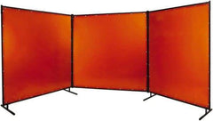 Steiner - 6' Wide x 8' High, 40mm Thickness, Transparent Vinyl Portable Welding Screen - Orange - Apex Tool & Supply