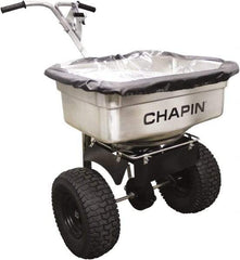 Chapin - 100 Lb Stainless Steel Walk Behind Broadcast Landscape Spreader - 14" Pneumatic Wheels - Apex Tool & Supply
