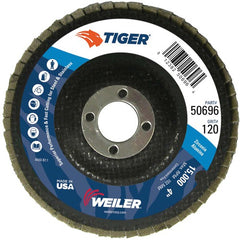 4″ Tiger Disc Abrasive Flap Disc, Flat, Phenolic Backing, 120Z, 5/8″ Arbor Hole - Apex Tool & Supply