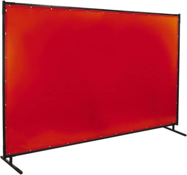 Steiner - 6' Wide x 10' High, 40mm Thickness, Transparent Vinyl Portable Welding Screen - Orange - Apex Tool & Supply