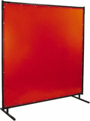 Steiner - 8' Wide x 8' High, 40mm Thickness, Transparent Vinyl Portable Welding Screen - Orange - Apex Tool & Supply