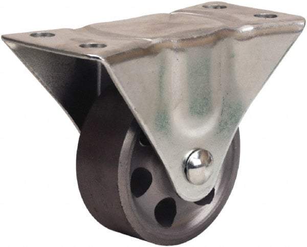 Hamilton - 2-1/2" Diam x 1" Wide x 3-1/4" OAH Top Plate Mount Rigid Caster - Cast Iron, 200 Lb Capacity, Plain Bore Bearing, 2-1/4 x 4-1/2" Plate - Apex Tool & Supply