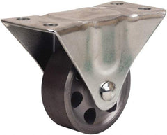 Hamilton - 2-1/2" Diam x 1" Wide x 3-1/4" OAH Top Plate Mount Rigid Caster - Cast Iron, 200 Lb Capacity, Plain Bore Bearing, 2-1/4 x 4-1/2" Plate - Apex Tool & Supply