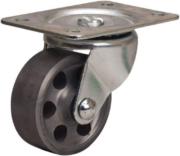 Hamilton - 2-1/2" Diam x 1" Wide x 3-1/4" OAH Top Plate Mount Swivel Caster - Cast Iron, 200 Lb Capacity, Plain Bore Bearing, 2-1/4 x 4-1/2" Plate - Apex Tool & Supply