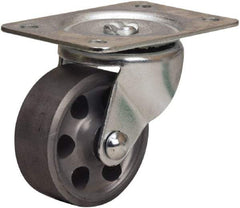 Hamilton - 2-1/2" Diam x 1" Wide x 3-1/4" OAH Top Plate Mount Swivel Caster - Cast Iron, 200 Lb Capacity, Plain Bore Bearing, 2-1/4 x 4-1/2" Plate - Apex Tool & Supply
