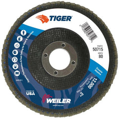 5″ Tiger Disc Abrasive Flap Disc, Flat, Phenolic Backing, 80Z, 7/8″ Arbor Hole - Apex Tool & Supply