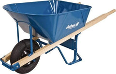 Jackson Professional Tools - 6 Cu Ft Capacity Wheelbarrow with 16" Pneumatic Wheel - Wood Handle, 58-1/2" Long x 26-3/4" Wide x 27" High, Blue - Apex Tool & Supply