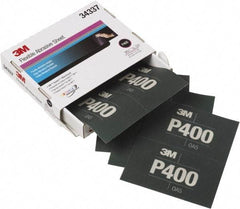 3M - 400 Grit, Aluminum Oxide TriangleSanding Sheet - 6-13/16" Long x 5-1/2" Wide, Extra Fine Grade, Weighted Paper Backing - Apex Tool & Supply