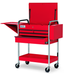 4 Drawer Red Service Cart with Lid; Rack & Tray - Apex Tool & Supply