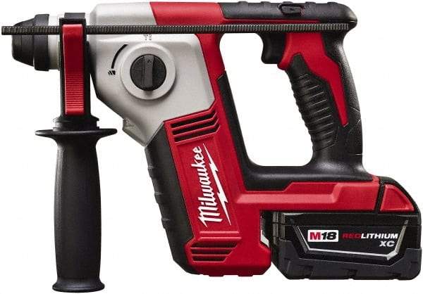 Milwaukee Tool - 18 Volt SDS Plus Chuck Cordless Rotary Hammer - 0 to 7,000 BPM, 0 to 1,300 RPM, Reversible - Apex Tool & Supply