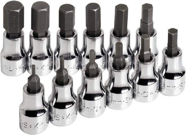SK - 12 Piece 3/8" Drive Metric Hex Bit Socket Set - 2 to 12mm Hex - Apex Tool & Supply