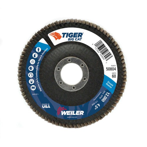 4-1/2″ Big Cat Abrasive Flap Disc, Flat, Phenolic Backing, 60Z, 7/8″ Arbor Hole - Apex Tool & Supply