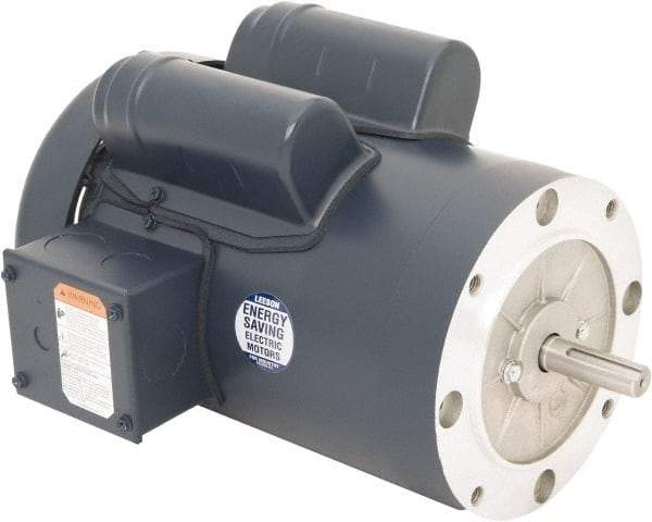 Leeson - 1-1/2 Max hp, 1,800 Max RPM, Capacitor Start Electric AC DC Motor - 115/230 V Input, Single Phase, 56C Frame, C-Face Mount, TEFC Enclosure - Apex Tool & Supply