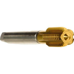 Emuge - M12x1.50 Metric Fine 6HX Modified Bottoming Thread Forming Tap - Cobalt, TiN Finish, 100mm OAL, 22mm Thread Length, Right Hand Thread, Series Druck - Apex Tool & Supply